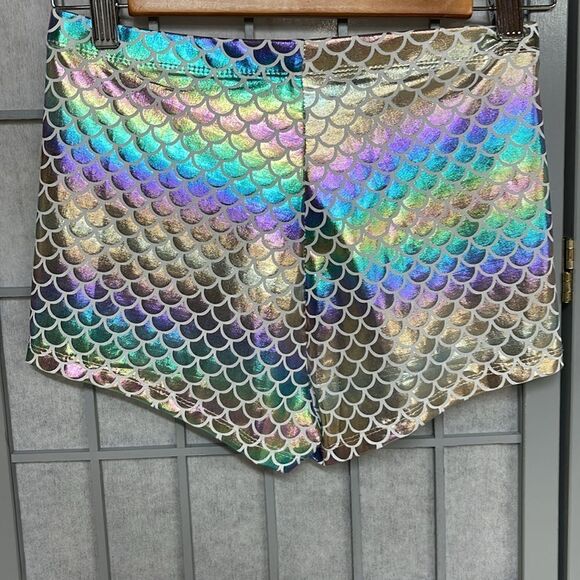 Mermaid Scale Booty Shorts Women’s Pastel Rainbow, Size Small - Picture 2 of 4